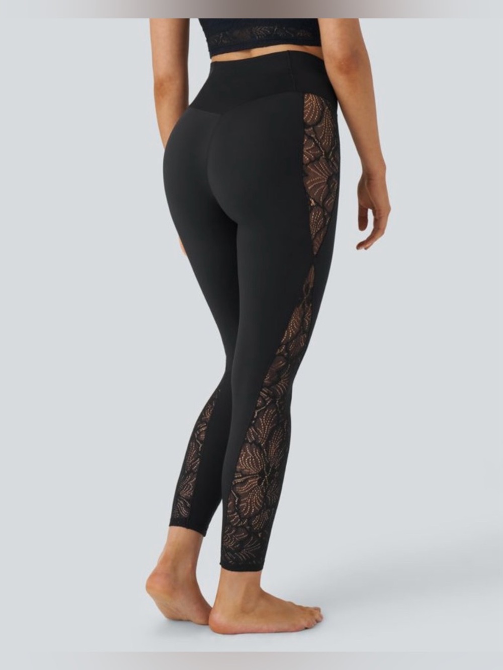 NWOT Halara SoftlyZero™ High-Waist Crossover Contrast Lace Pocket Yoga Leggings - Picture 2 of 9